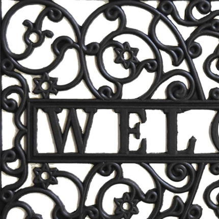 18" X 30" Black Rubber Scrollwork Welcome Outdoor Door Mat - Image 5