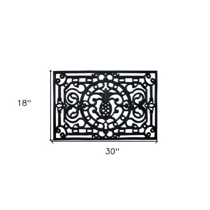 18" X 30" Black Rubber Pineapple Outdoor Door Mat - Image 3