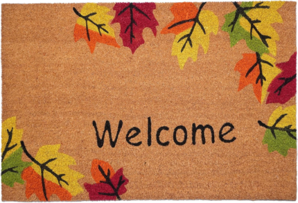 17" X 29" Natural Red and Yellow Coir Leaves Welcome Outdoor Fall Door Mat - Image 2