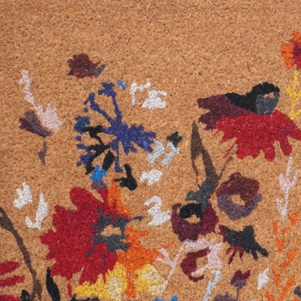 17" X 29" Natural Red and Yellow Coir Floral Outdoor Door Mat - Image 4