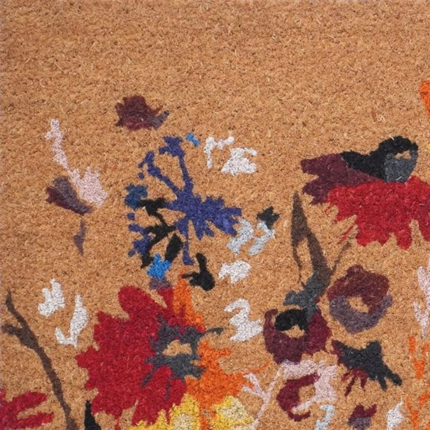 24" X 36" Natural Red and Yellow Coir Floral Outdoor Door Mat - Image 4
