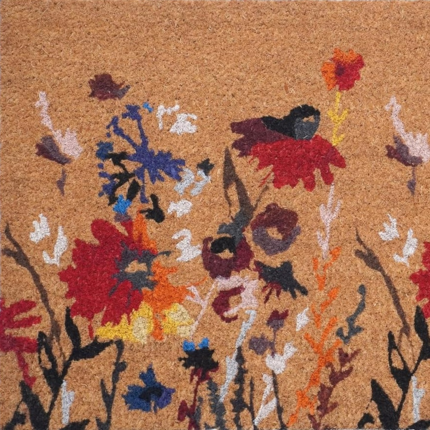 24" X 36" Natural Red and Yellow Coir Floral Outdoor Door Mat - Image 5
