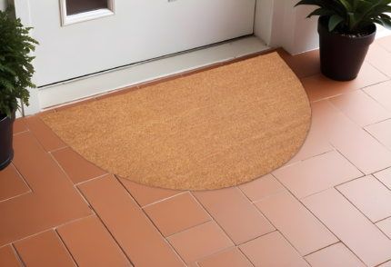 24" X 36" Natural Coir Solid Color Outdoor Semi Circle Door Mat - Image 1