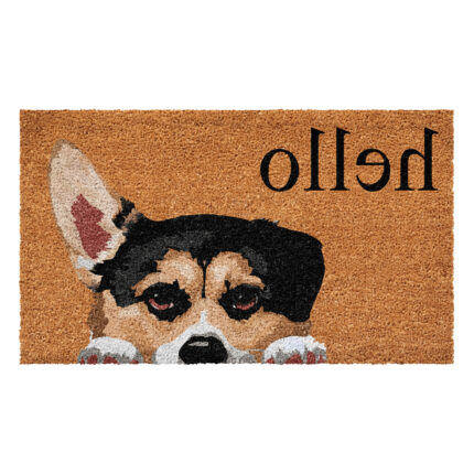 17" X 29" Natural Black and Brown Coir Welch Corgi Hello Outdoor Door Mat - Image 4