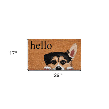 17" X 29" Natural Black and Brown Coir Welch Corgi Hello Outdoor Door Mat - Image 3