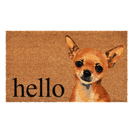 17" X 29" Natural Black and Brown Coir Chihuahua Hello Outdoor Door Mat - Image 2