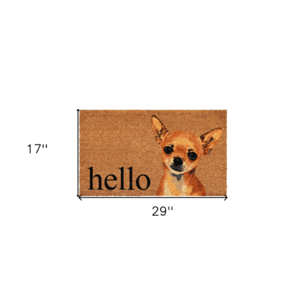 17" X 29" Natural Black and Brown Coir Chihuahua Hello Outdoor Door Mat - Image 3