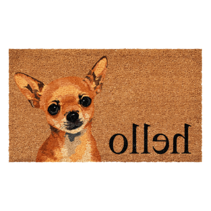 17" X 29" Natural Black and Brown Coir Chihuahua Hello Outdoor Door Mat - Image 5