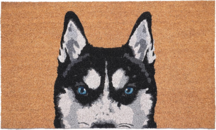 24" X 36" Natural Black and White Coir Siberian Husky Outdoor Door Mat - Image 2