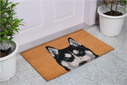 24" X 36" Natural Black and White Coir Siberian Husky Outdoor Door Mat - Image 7
