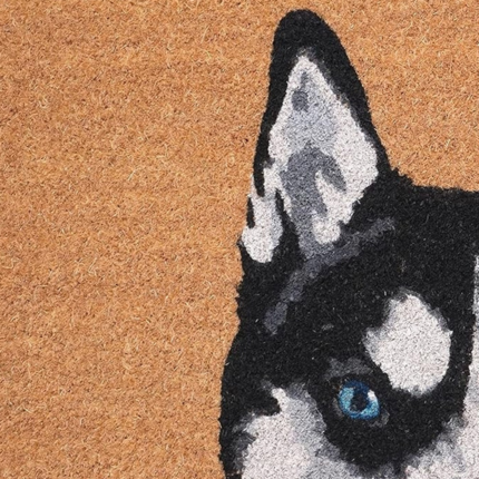 24" X 36" Natural Black and White Coir Siberian Husky Outdoor Door Mat - Image 6