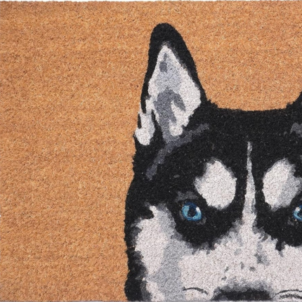 24" X 36" Natural Black and White Coir Siberian Husky Outdoor Door Mat - Image 4