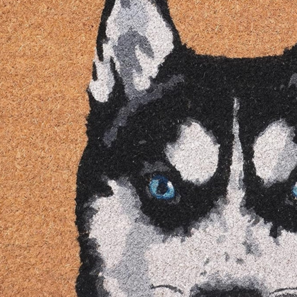 24" X 36" Natural Black and White Coir Siberian Husky Outdoor Door Mat - Image 5
