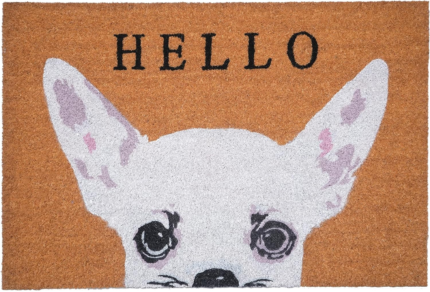 17" X 29" Natural Black and White Coir Chihuahua Hello Outdoor Door Mat - Image 2