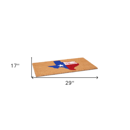 17" X 29" Natural Red White and Blue Coir Texas Outdoor Door Mat - Image 3