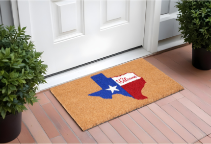 24" X 36" Natural Red White and Blue Coir Texas Outdoor Door Mat - Image 1