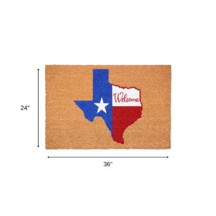 24" X 36" Natural Red White and Blue Coir Texas Outdoor Door Mat - Image 7