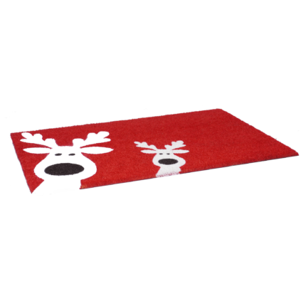17" X 29" Red and White Coir Reindeer Outdoor Christmas Door Mat - Image 4