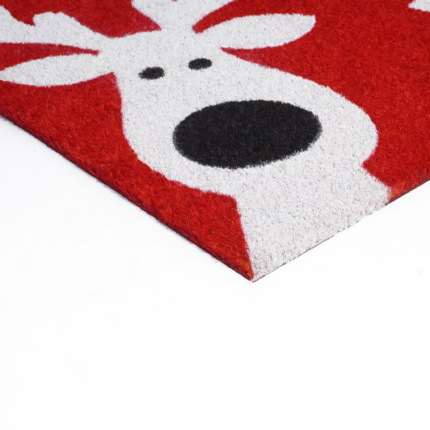 17" X 29" Red and White Coir Reindeer Outdoor Christmas Door Mat - Image 5