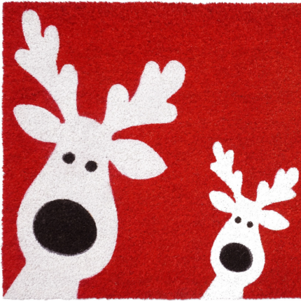 17" X 29" Red and White Coir Reindeer Outdoor Christmas Door Mat - Image 6