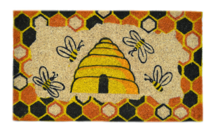18" X 30" Beige and Orange Coir Bees Outdoor Spring Door Mat - Image 3