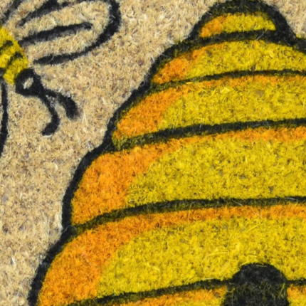 18" X 30" Beige and Orange Coir Bees Outdoor Spring Door Mat - Image 4