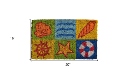 18" X 30" Orange Yellow Coir Seashells Outdoor Summer Door Mat - Image 5