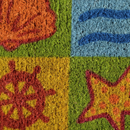 18" X 30" Orange Yellow Coir Seashells Outdoor Summer Door Mat - Image 3