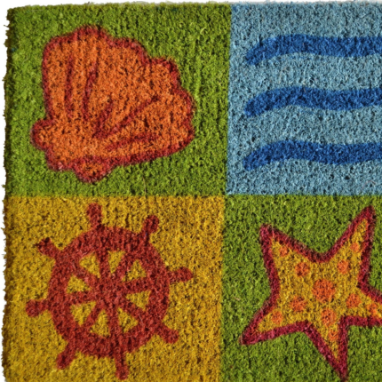 18" X 30" Orange Yellow Coir Seashells Outdoor Summer Door Mat - Image 4