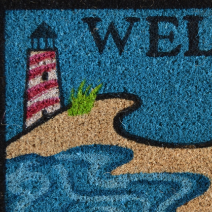 18" X 30" Blue and Black Coir Anchor Welcome Outdoor Summer Door Mat - Image 3
