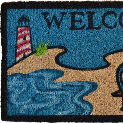 18" X 30" Blue and Black Coir Anchor Welcome Outdoor Summer Door Mat - Image 4