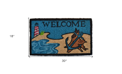 18" X 30" Blue and Black Coir Anchor Welcome Outdoor Summer Door Mat - Image 5
