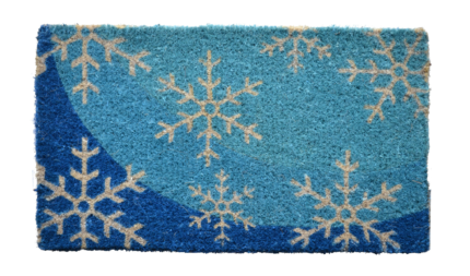 18" X 30" Blue and White Coir Snowflake Outdoor Winter Door Mat - Image 3