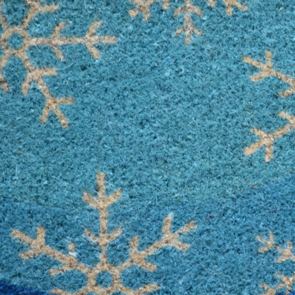 18" X 30" Blue and White Coir Snowflake Outdoor Winter Door Mat - Image 4
