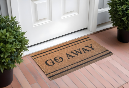 18" X 30" Brown and Black Coir Go Away Outdoor Door Mat - Image 1