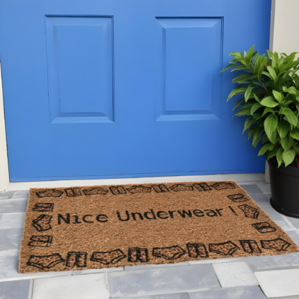 18" X 30" Brown and Black Coir Nice Underwear Outdoor Door Mat - Image 1