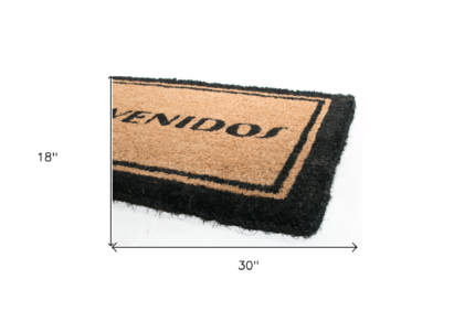 18" X 30" Brown and Black Coir Bienvenidos Outdoor Door Mat - Image 7