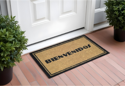 18" X 30" Brown and Black Coir Bienvenidos Outdoor Door Mat - Image 1