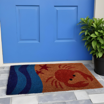 18" X 30" Blue and Red Coir Crab Outdoor Door Mat - Image 1