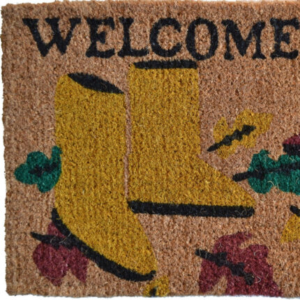 18" X 30" Brown and Red Coir Leaves Welcome Outdoor Spring Door Mat - Image 4