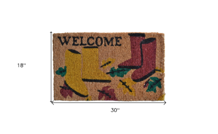 18" X 30" Brown and Red Coir Leaves Welcome Outdoor Spring Door Mat - Image 5