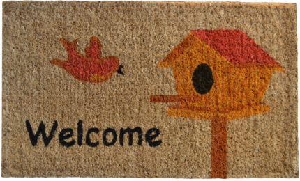 18" X 30" Beige and Black Coir Bird Welcome Outdoor Door Mat - Image 2