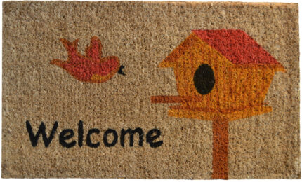 18" X 30" Beige and Black Coir Bird Welcome Outdoor Door Mat - Image 2