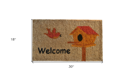 18" X 30" Beige and Black Coir Bird Welcome Outdoor Door Mat - Image 5