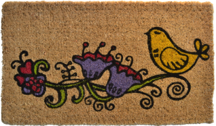 18" X 30" Brown and Black Coir Floral Outdoor Door Mat - Image 2