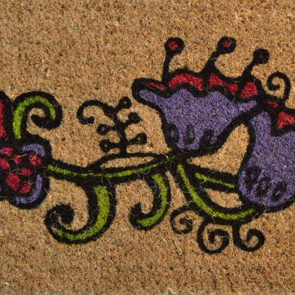 18" X 30" Brown and Black Coir Floral Outdoor Door Mat - Image 6