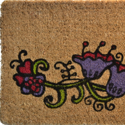 18" X 30" Brown and Black Coir Floral Outdoor Door Mat - Image 4