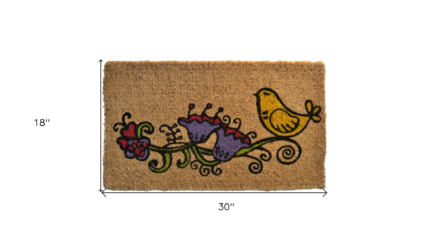 18" X 30" Brown and Black Coir Floral Outdoor Door Mat - Image 5