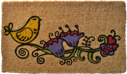 18" X 30" Brown and Black Coir Floral Outdoor Door Mat - Image 3