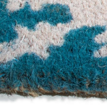 18" X 30" Aqua Blue and White Coir Snowflake Welcome Outdoor Winter Door Mat - Image 4